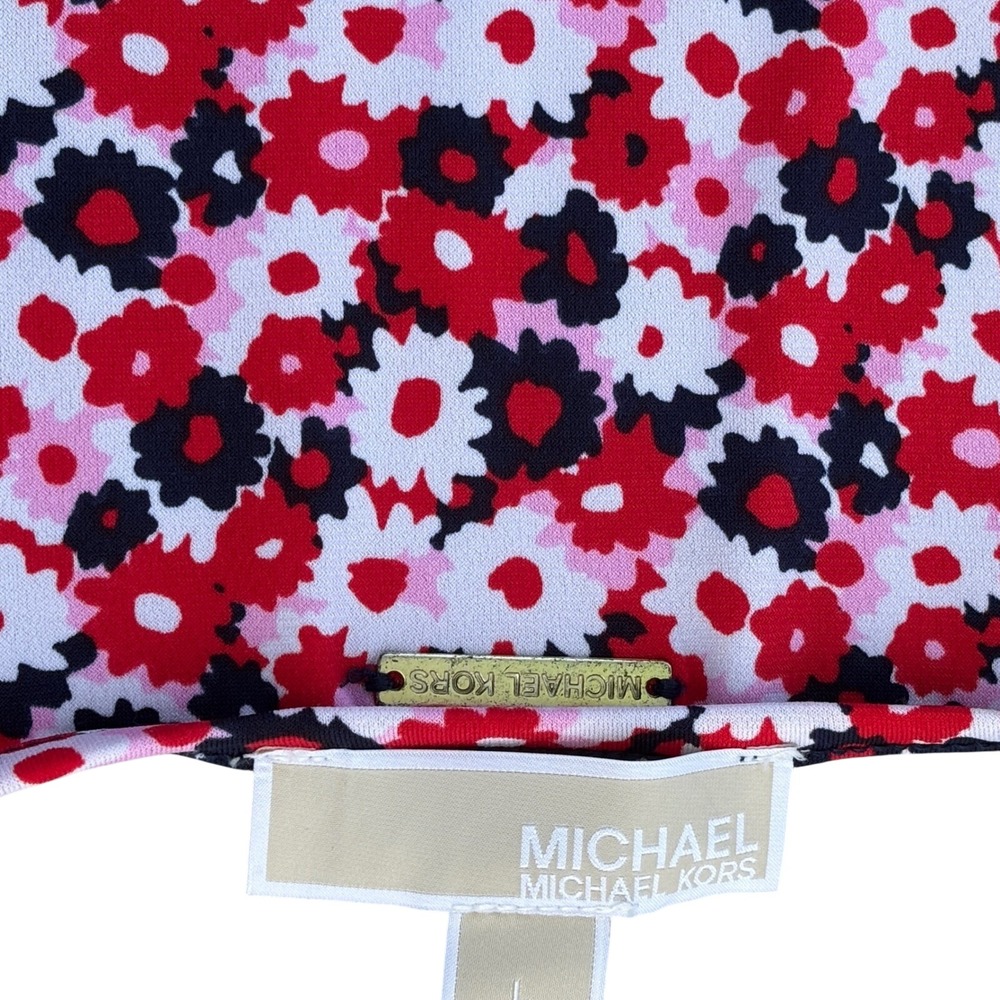MICHAEL Michael Kors Women's Large Red Pink Floral Sleeveless Maxi Dress Ruffle - Picture 6 of 8